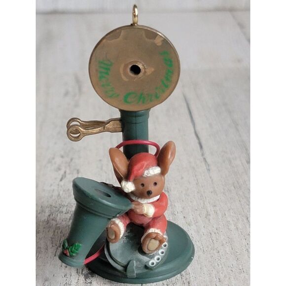 Enesco calling home at Christmas Mouse AS IS ornament Xmas vintage - Picture 2 of 6